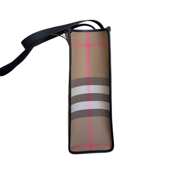 Burberry 8084551 Fabric & Leather Check Print Book Tote - Picture 9 of 16